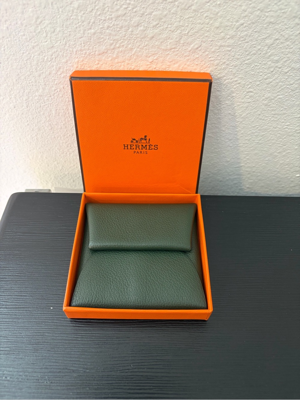 Hermes Bastia change purse in green